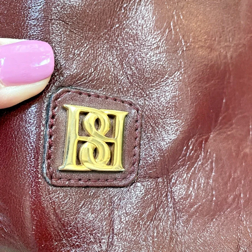 Vintage Borelli Collection Leather Clutch Purse Wine Burgundy Oxblood Red NEW
